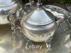 Vintage Victorian Style ROGERS SILVER CO 1883 Silver Plated TEA SET & TRAY