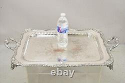 Vintage Victorian Style Silver Plated Twin Handle Ornate 26 Platter Tray