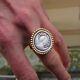 Vintage Victorian Style Silver Cameo Carved Sun & Moon Ring Size 7,5