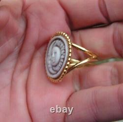 Vintage Victorian Style Silver cameo Carved Sun & Moon Ring Size 7,5