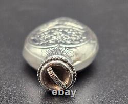 Vintage Victorian Style Sterling Silver Repousse Embossed Perfume Bottle Pendant