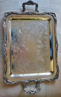 Vintage WM Rogers 290 Silver Plated Ornate Victorian Style Serving Platter Tray