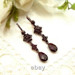 Vintage cascade garnet earrings in Victorian style 230606hR39