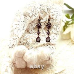 Vintage cascade garnet earrings in Victorian style 230606hR39