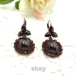 Vintage oval garnet earrings Victorian style 230926aR24