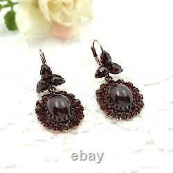 Vintage oval garnet earrings Victorian style 230926aR24