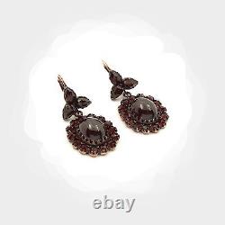 Vintage oval garnet earrings Victorian style 230926aR24