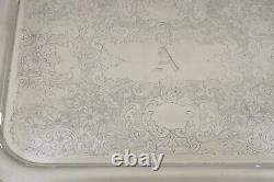 Vtg Burche Victorian Style Silver Plated Twin Handle Heavy Serving Platter Tray