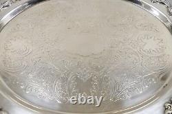 Vtg Sheffield English Victorian Style Silver Plated Oval Serving Platter Tray