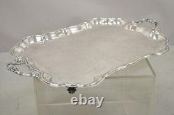 Vtg WM Rogers Victorian Style Silver Plated 28 Twin Handle Serving Platter Tray