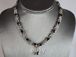 Womens Vintage Estate Sterling Silver Victorian Style Necklace 47.1g E7620