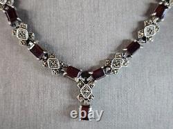 Womens Vintage Estate Sterling Silver Victorian Style Necklace 47.1g E7620