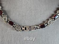 Womens Vintage Estate Sterling Silver Victorian Style Necklace 47.1g E7620